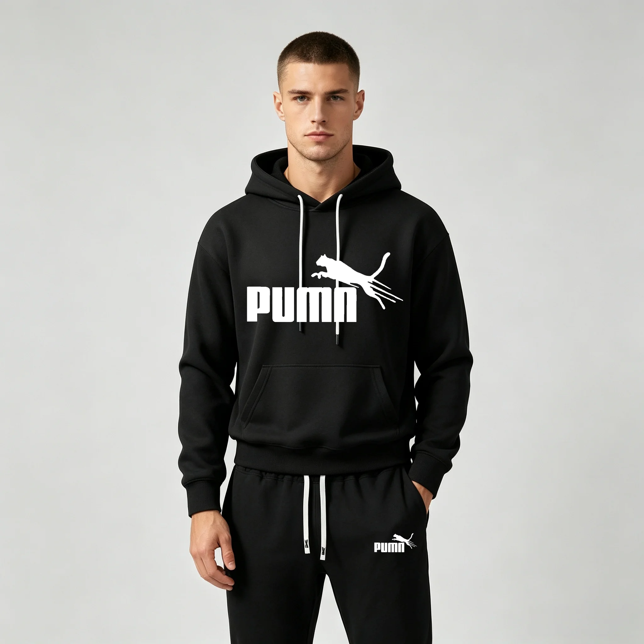 Joggers Pants - Heren trainingspak met letterprint hoodie +